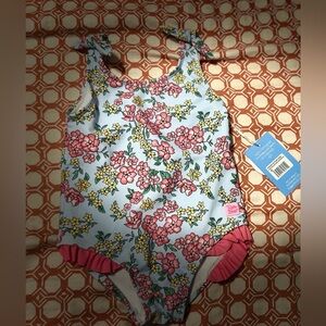 Ruffle Butts Floral One Piece - Blue and Pink